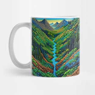 [AI Art] Green Valley, Optical Art Style Mug